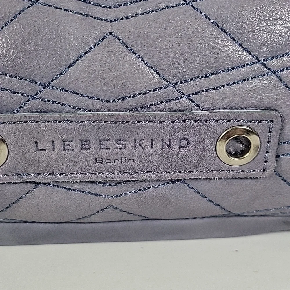 Liebeskind Berlin Light Blue Quilted Leather Crossbody Bag in Dusty Blue